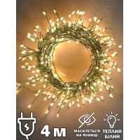 Світлодіодна гірлянда  Феєрверк  4 м, 120 LED, тепле біле світло, мідний зелений дріт, декоративна інтер’єрна, від мережі 220 В